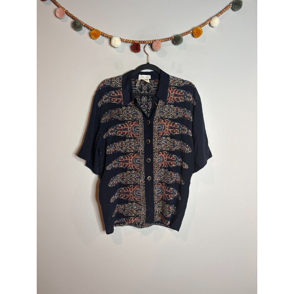 Laurel silk patterned button down shirt